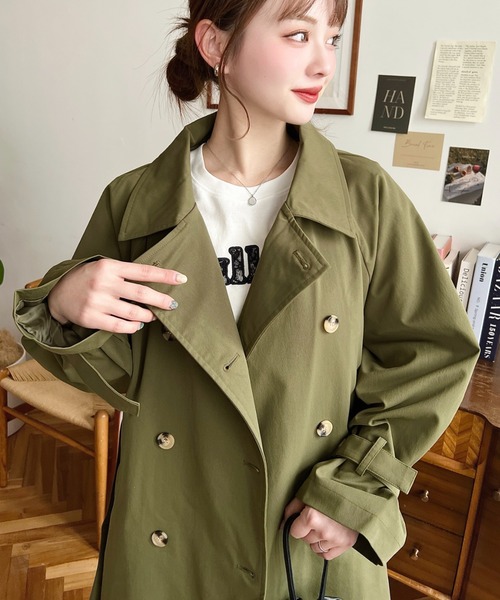 moment+ トレンチコート コート コットンライクツイルキャンディ