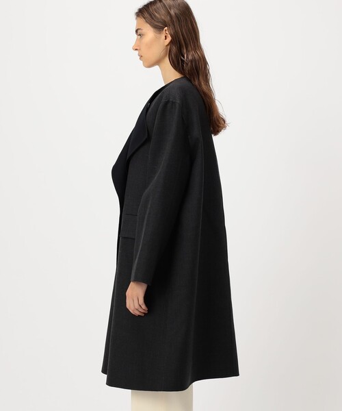 DES PRES（デプレ） ノーカラーコート コート ダブルフェイスツイル