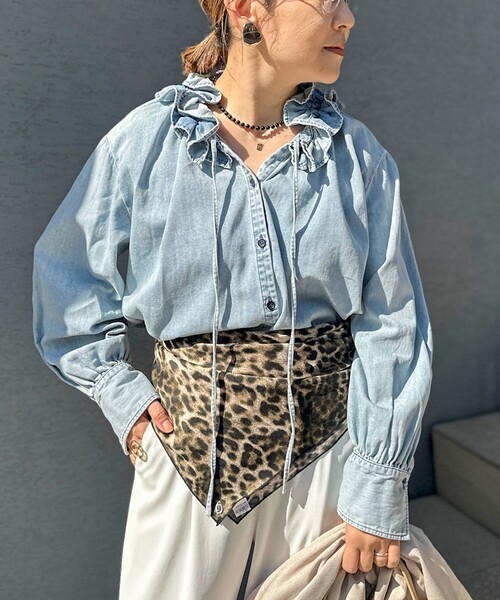 Rie Miller（リエミラー） ブラウス シャツ 「RM denim」フリル