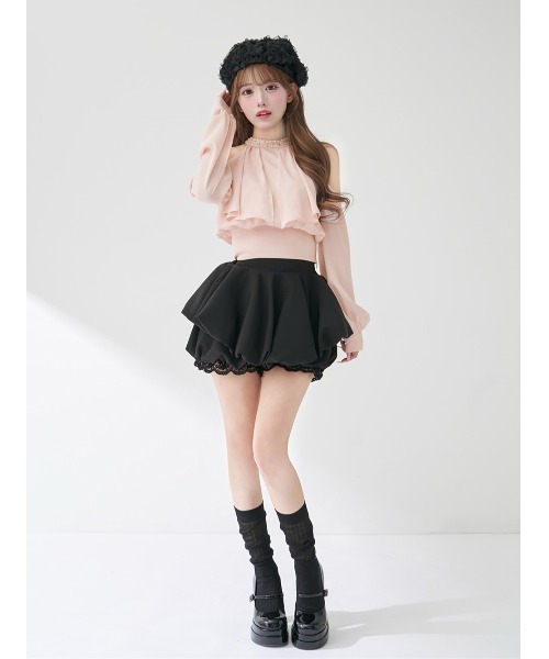 Darich（ダーリッチ） ブラウス シャツ パールネックアメスリブラウス