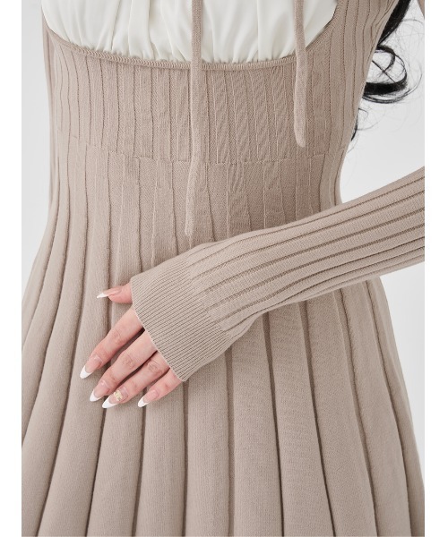 Darich（ダーリッチ） ワンピース ネックリボンデザインフレアニット