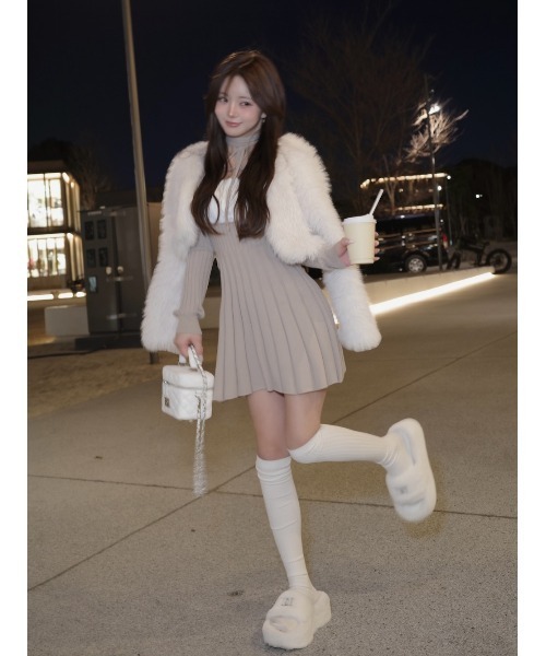 Darich（ダーリッチ） ワンピース ネックリボンデザインフレアニット