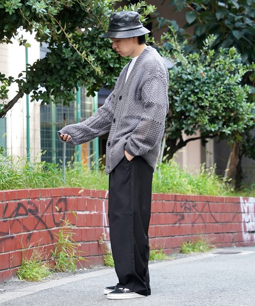 カーディガン 透かし編み ジャガード ニットカーディガン / Openwork