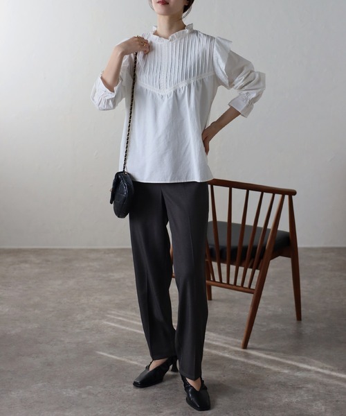 sakishimatokyo ブラウス シャツ プリーツフリルブラウス レディース