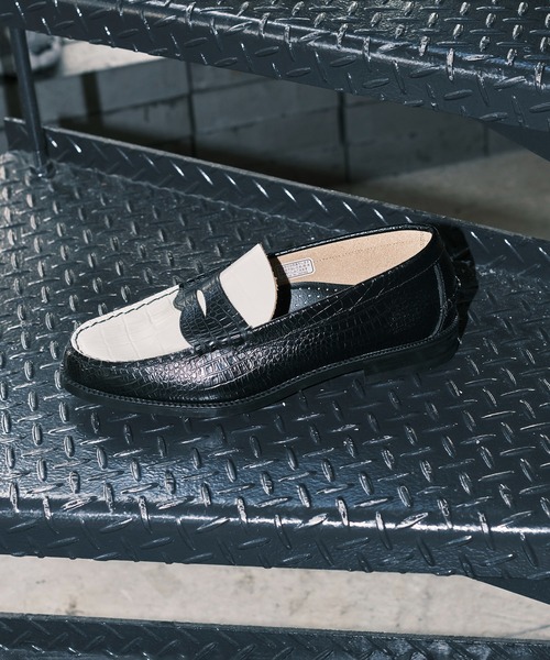 The Kenford Fineshoes ローファー 別注 EMBOSSED LOAFERS BLACK WHITE
