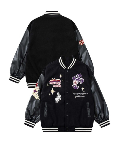 スタジャン HOOK -original- サガラ刺繍ワッペンスタジャン メンズ