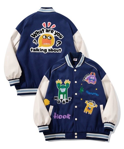 スタジャン HOOK -original- サガラ刺繍ワッペンスタジャン メンズ