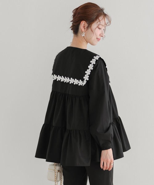 Fit more（フィットモア） ブラウス シャツ フラワーレース襟ブラウス