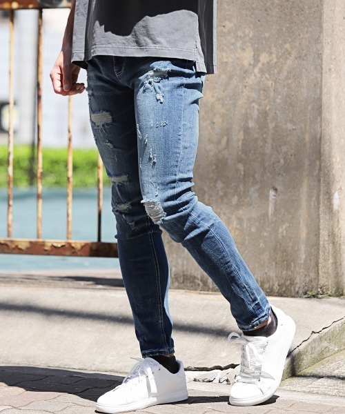 LUXSTYLE（ラグスタイル） ジーンズ ダメージ加工スキニーデニムパンツ