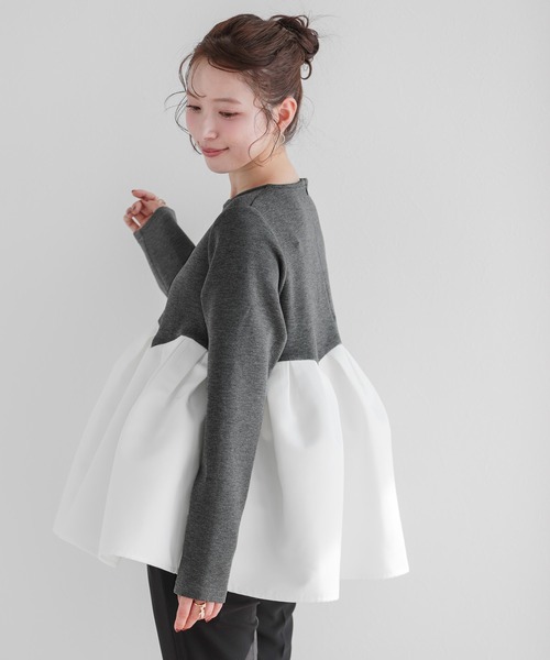 Fit more（フィットモア） ボリュームタックペプラムトップス