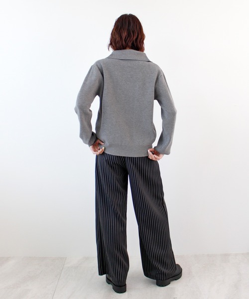 ニット セーター ボタンデザイン2WAYハイネックニット レディース