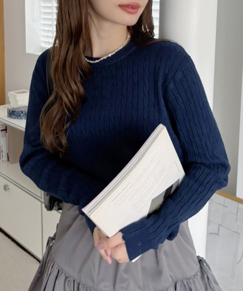 Ada. ニット セーター クルーネック コンパクト 長袖 ベーシック