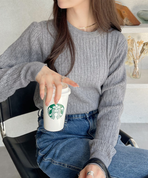 Ada. ニット セーター クルーネック コンパクト 長袖 ベーシック