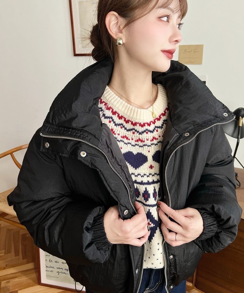 moment+ ダウンコート ダウンジャケット ナイロン光沢シャイニー