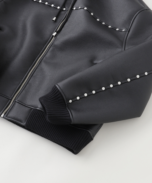 AFB（エーエフビー） ブルゾン アウター HOODED STUDDED BOMBER メンズ