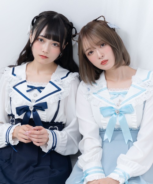 DearMyLove ブラウス シャツ 推しリボンテーラードセーラー襟ブラウス