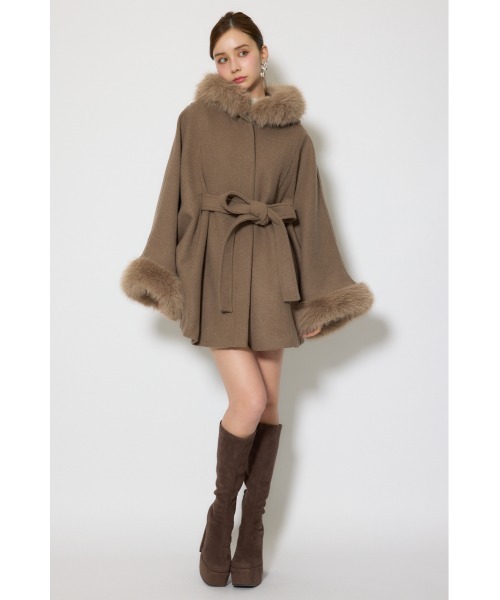 rienda（リエンダ） ポンチョ ウールMIXフードポンチョコート 秋服 冬