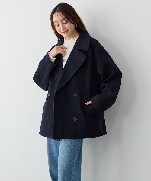 anyfee ピーコート pコート 「anyfee/大きいサイズ」ミディ丈Pコート
