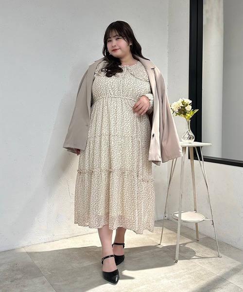 Louiosy（ルオシー） ワンピース 「大きいサイズ」フリル襟ティアード