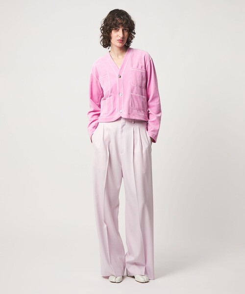 6 カーディガン 「6(ROKU)」ベロア カラー カーディガン レディース