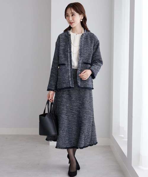 BELLUNA PLUS（ベルーナプラス） セットアップ ツイード調フリンジ使い