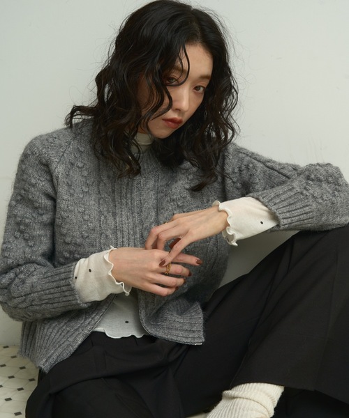 カーディガン Double-zip Aran knit cardigan / ダブルジップアラン