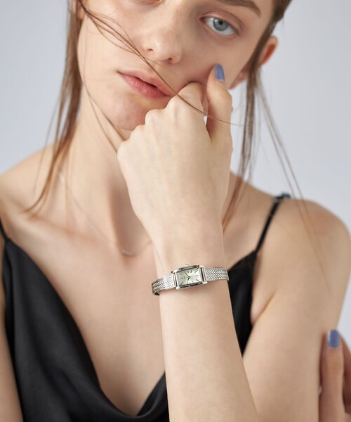 ete（エテ） 腕時計 ダイヤモンド レクタングルフェイス メッシュ