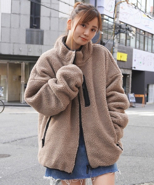 ブルゾン アウター シープボア リバーシブル ビッグジャケット / ボア