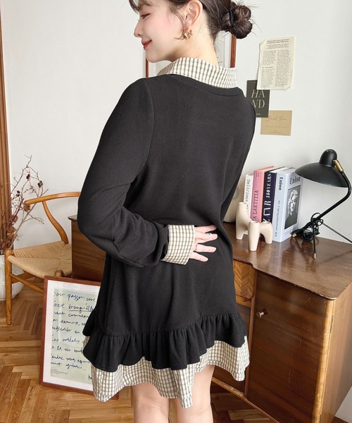 moment+ ワンピース シャツドッキングフリルミニワンピース : ZOZOTOWN