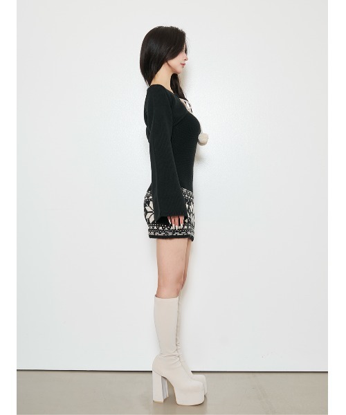Darich（ダーリッチ） ワンピース ノルディックパネルニットミニ