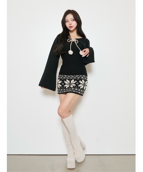 Darich（ダーリッチ） ワンピース ノルディックパネルニットミニ