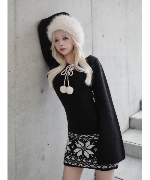 Darich（ダーリッチ） ワンピース ノルディックパネルニットミニ