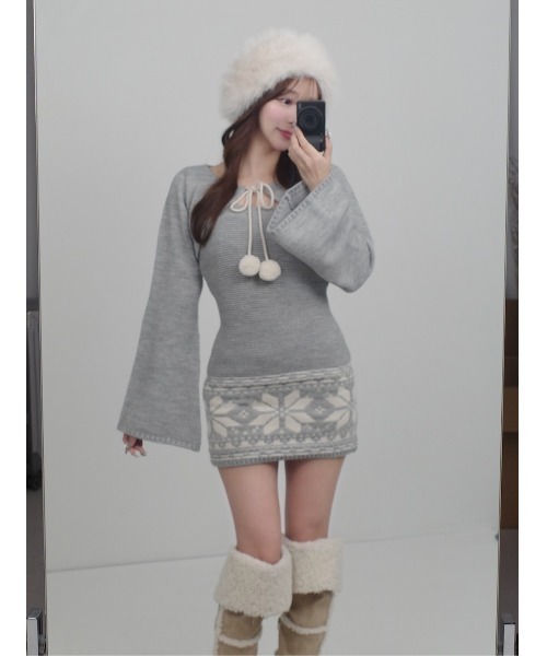 Darich（ダーリッチ） ワンピース ノルディックパネルニットミニ