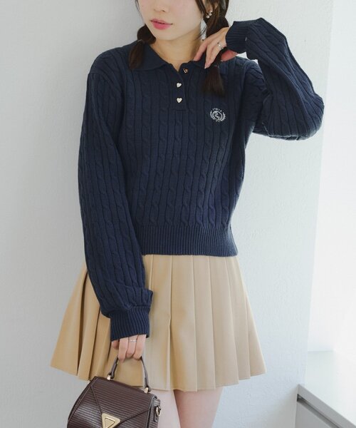 ANOTHER BRANCH OLIVE des OLIVE ニット セーター ワンポイント刺繍