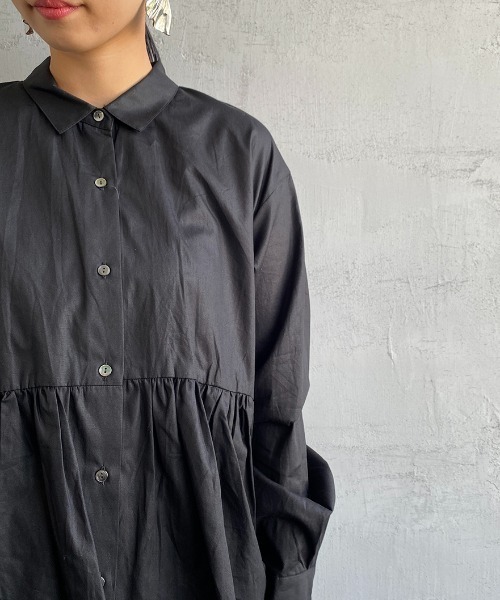 mizuiroind（ミズイロインド） シャツ ブラウス ウエストギャザー