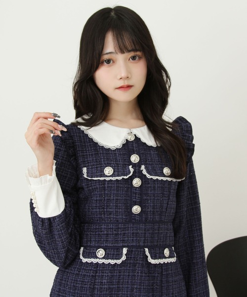 DearMyLove ワンピース ラメツイードリボンタイトワンピース