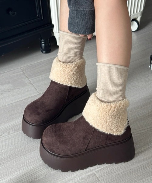 ブーツ ZIP厚底ショートムートンブーツ レディース : ZOZOTOWN Yahoo