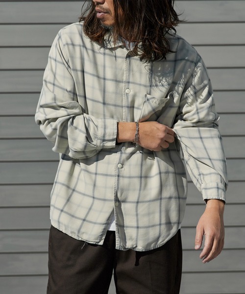 REMI RELIEF（レミ レリーフ） シャツ レーヨンツイルチェックシャツ