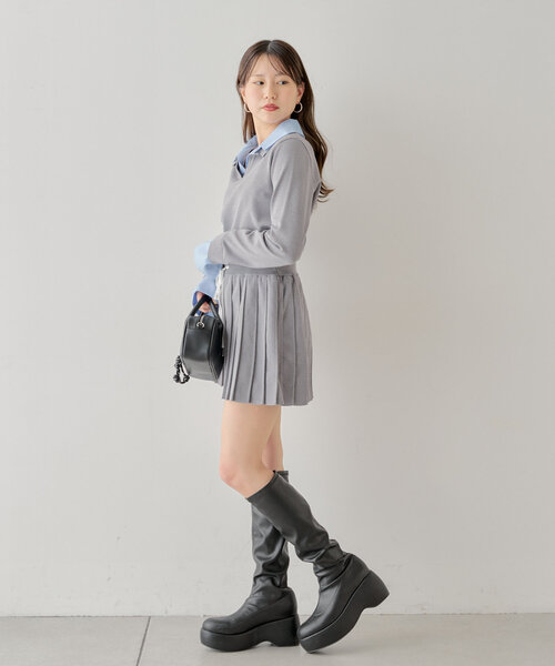 Chico（チコ） ブーツ 「XLサイズあり/美脚見せ」厚底ストレッチロング