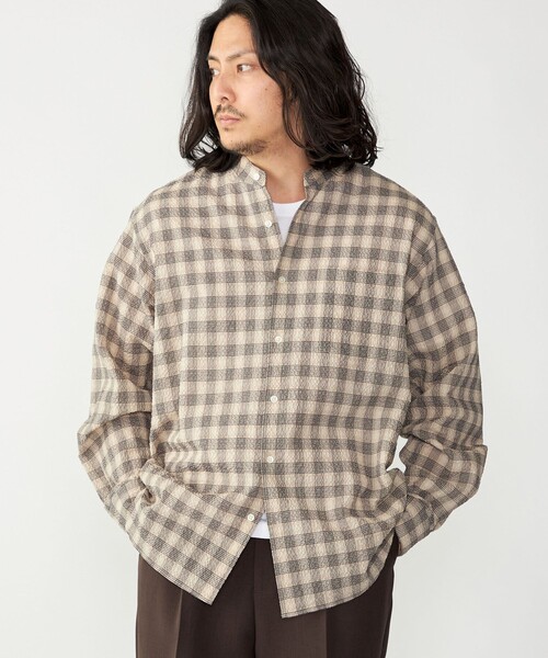 SHIPS（シップス） シャツ SHIPS: エアー サッカー バンドカラー