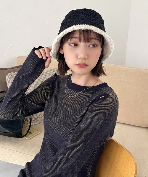 帽子 ハット ふち配色ボアバケットハット レディース : ZOZOTOWN Yahoo