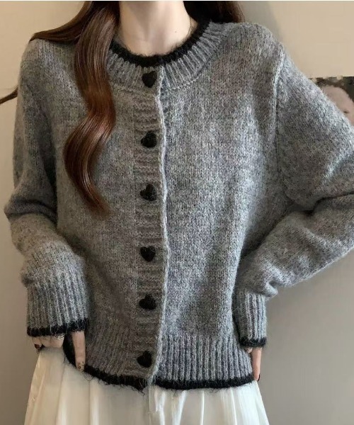 Achic（アシック） カーディガン レッドハートボタンニット