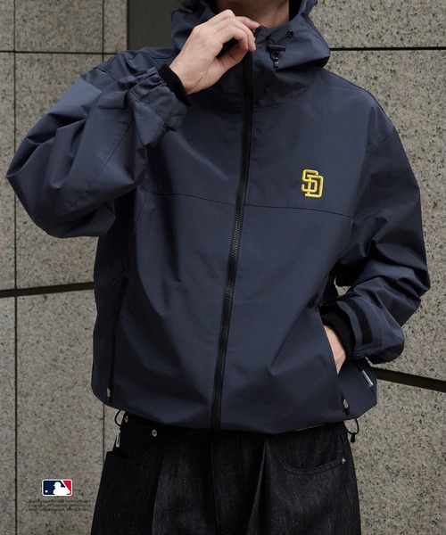 Perushu ブルゾン アウター × MLB コラボダブルジップシェルフード