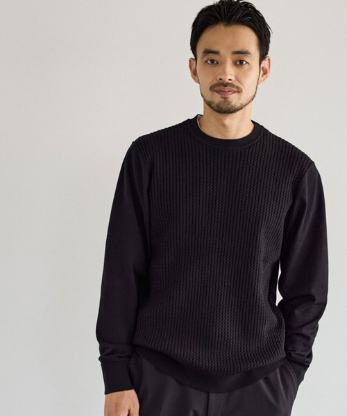 JUN STANDARD PICKS セーター ニット 前身ケーブルクルーネックニット