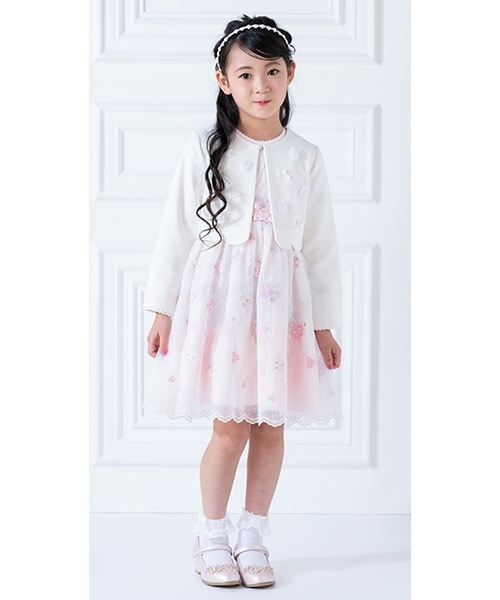 mezzo piano フォーマル 発表会 卒園式 入学式 花モチーフ裾スカラップ