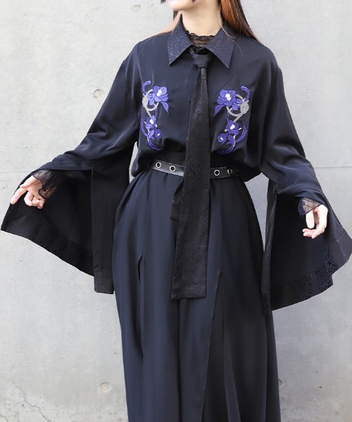 REZEN（リゼン） シャツ 椿×水引刺繍ボウタイ付シャツ メンズ