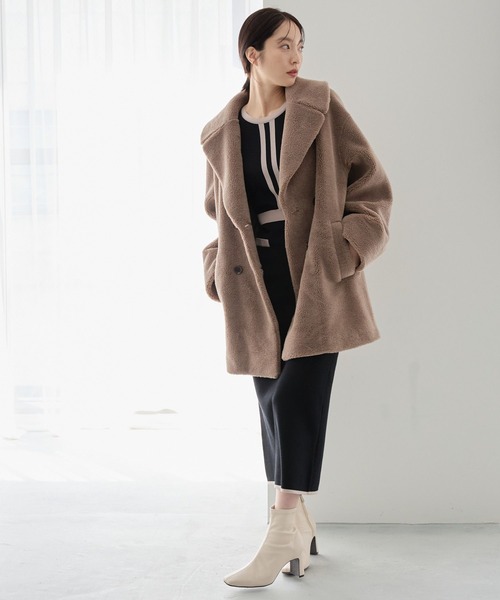 Andemiu（アンデミュウ） ピーコート pコート ボアハーフコート126675