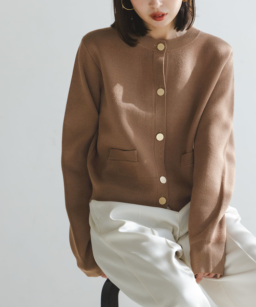 NOBLE（ノーブル） カーディガン ダブル編みショートカーデ レディース