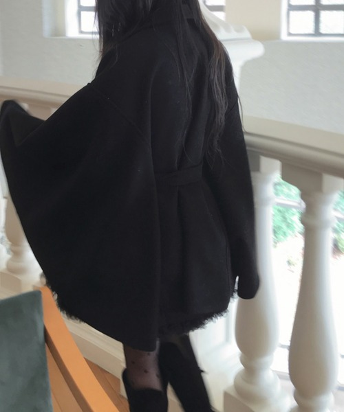 Diosfront ポンチョ オーバーサイズメルトンポンチョコート レディース