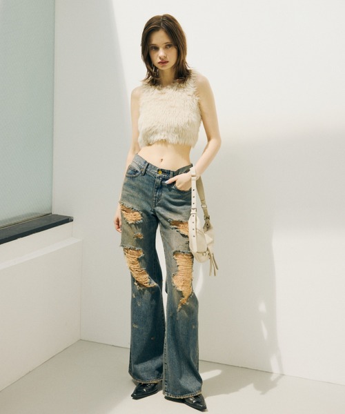 SLY（スライ） タンクトップ ノースリーブ MIX SHAGGY TANK ミックス